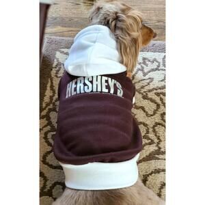 Hersheys Milk Chocolate Dog Apparel Brown White Pet Sweater Full Hoodie Large